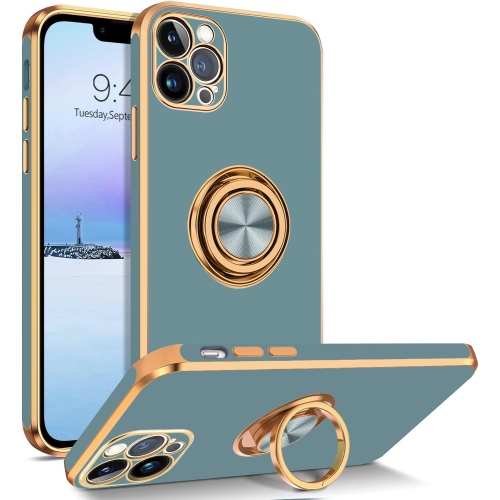 GENERIC  Iphone 13 Pro Case, Case Iphone 13 Pro, Ring Holder Edge Plating Rotation Kickstand Soft Silicone Tpu Bumper
