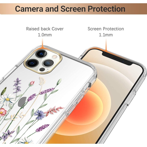 Étui iPhone 11 Pro, étui adorable iPhone 11 Pro avec fleurs, pour femmes féminines féminines, antichoc, rigide à motif floral transparent