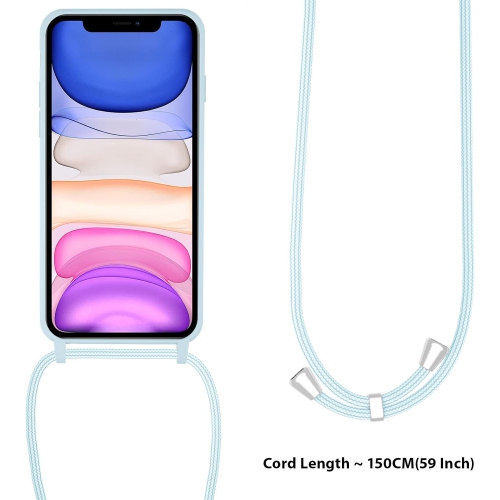 Dragonne en bandoulière Étui pour téléphone iPhone 12, étui pour téléphone en silicone avec sangle ajustable pour collier cou de ceinture souple