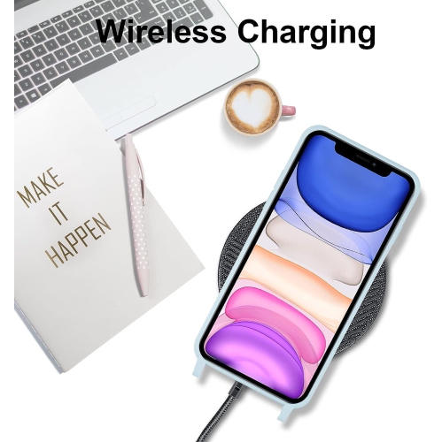 Dragonne en bandoulière Étui pour téléphone iPhone 12, étui pour téléphone en silicone avec sangle ajustable pour collier cou de ceinture souple