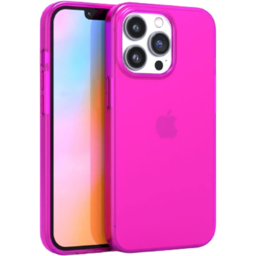 GENERIC  - Iphone 14 Pro Max Neon Clear Protective Case, Tpu And Polycarbonate Shock-Absorbing Bright Cover - In Pink