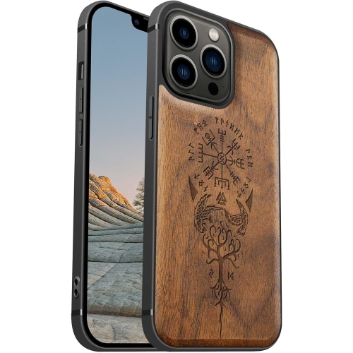 GENERIC  Magnetic Wood Case for Iphone 13 Pro Case [Hard Real Wood & Soft Tpu] Shockproof Hybrid Protective Cover Unique