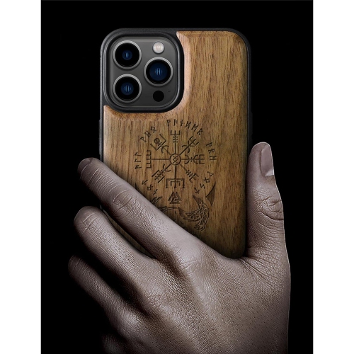 Magnetic Wood Case for iPhone 13 Pro Case [Hard Real Wood & Soft TPU] Shockproof Hybrid Protective Cover Unique