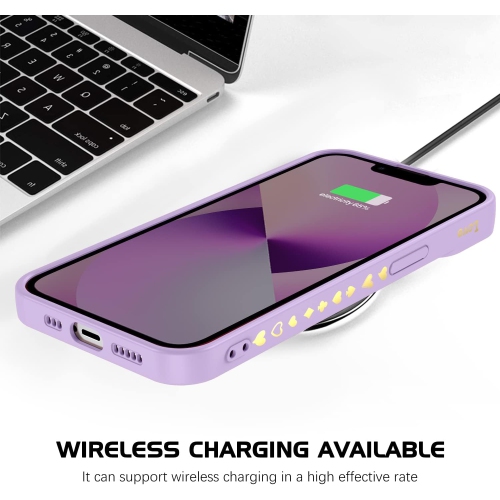 iPhone 13 Case Cute Heart Side Back Plated Love Heart Cover for Women Girls Soft Liquid Silicone Lens Camera