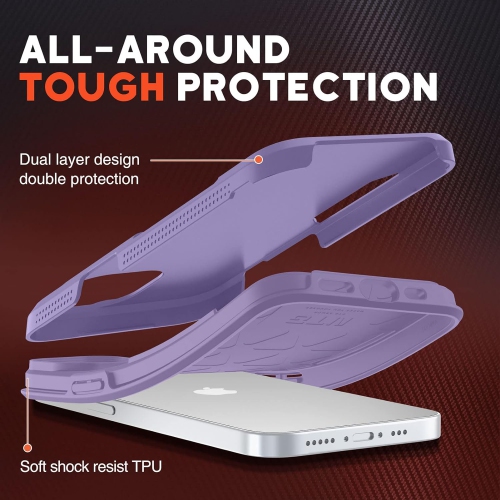 Military Shockproof iPhone 14 Case, iPhone 13 Case [2 Layer Structure Protection] [Military Grade Anti-Drop] Hard