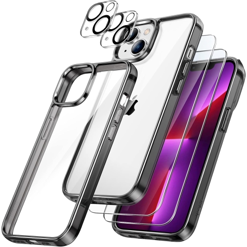 GENERIC  3 In 1 Case for Iphone 13 6.1-Inch, With 2-Pack Screen Protector And 2-Pack Camera Lens Protector, Full Coverage
