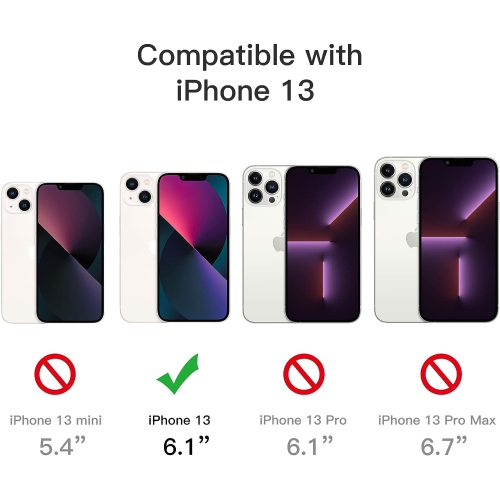 3 in 1 Case for iPhone 13 6.1-Inch, with 2-Pack Screen Protector and 2-Pack Camera Lens Protector, Full Coverage