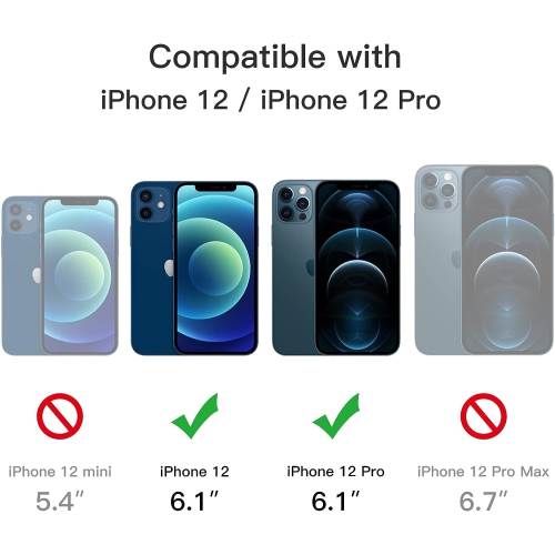 Étui mat pour iPhone 12/12 Pro 6,1 po, protection antichoc de qualité militaire contre les chutes, dos givré translucide