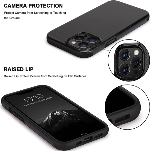 Compatible with iPhone 13 Pro Max Case Premium Leather TPU Hybrid Case Compatible for iPhone 13 Pro Max