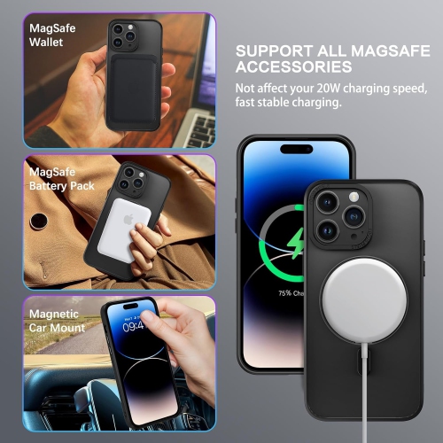 Magnetic Case for iPhone 14 Pro Compatible with MagSafe, Magnetic Kickstand iPhone 14 Pro Case Transparent Cover