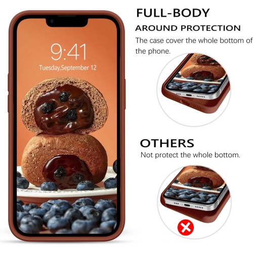 Case for iPhone 13 6.1 Inch Liquid Silicone Soft Gel Rubber Slim Thin Microfiber Lining Cushion Texture Cover