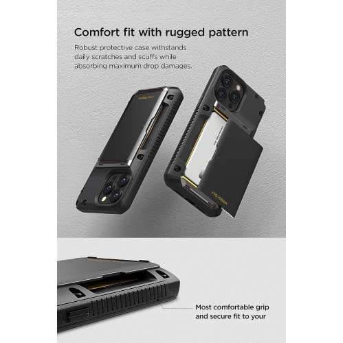 Damda Glide Pro for iPhone 14 Pro Max, Sturdy Semi Auto Wallet [4 Cards] Case Compatible for iPhone 14 Pro