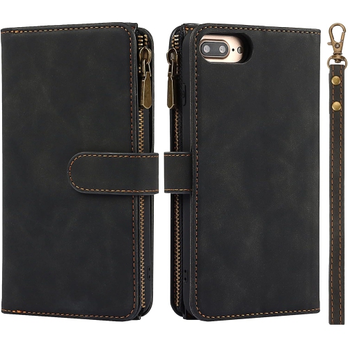 for iPhone 7 Plus/8 Plus Wallet Case,2 in 1 Detachable Flip Wallet Case with Zipper [Premium Leather][6 Card