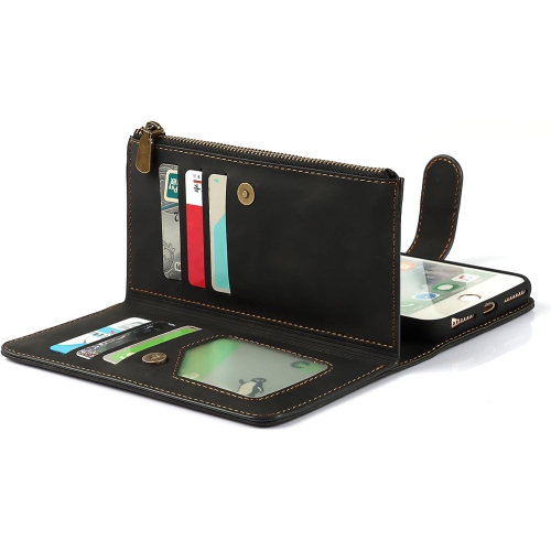 for iPhone 7 Plus/8 Plus Wallet Case,2 in 1 Detachable Flip Wallet Case with Zipper [Premium Leather][6 Card