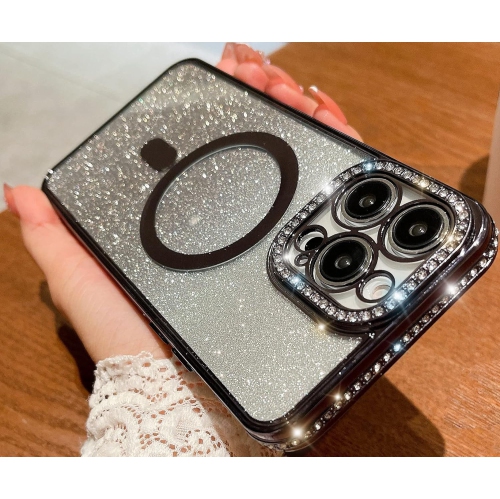GENERIC  Designed for Iphone 12 Pro Magnetic Glitter Case, Luxury Plating Cute Bling Diamond Inlay Phone Cover Compatible