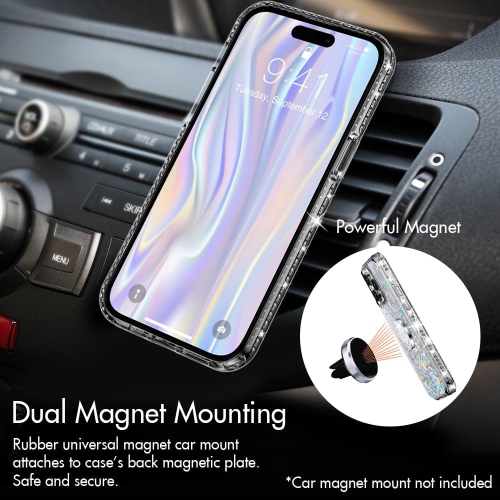 Étui pour téléphone iPhone 13 Pro Max avec cordon pour béquille en anneau, holographique scintillant liquide mobile,