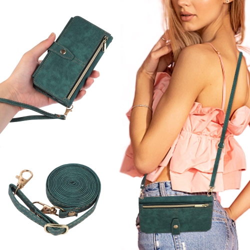 GENERIC  Crossbody Wallet Case for Iphone 12/iphone 12 Pro 6.1 Inch, 9 Card Slots Adjustable Crossbody Zipper Cover