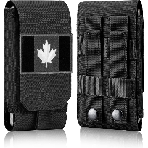 Tactical Molle Phone Cover Case, Heavy Duty Loop Belt Holster Pouch with Flag Patch for iPhone 14 Plus/14 Pro