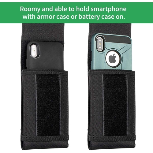 Tactical Molle Phone Cover Case, Heavy Duty Loop Belt Holster Pouch with Flag Patch for iPhone 14 Plus/14 Pro