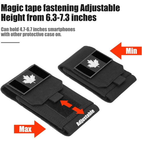 Tactical Molle Phone Cover Case, Heavy Duty Loop Belt Holster Pouch with Flag Patch for iPhone 14 Plus/14 Pro