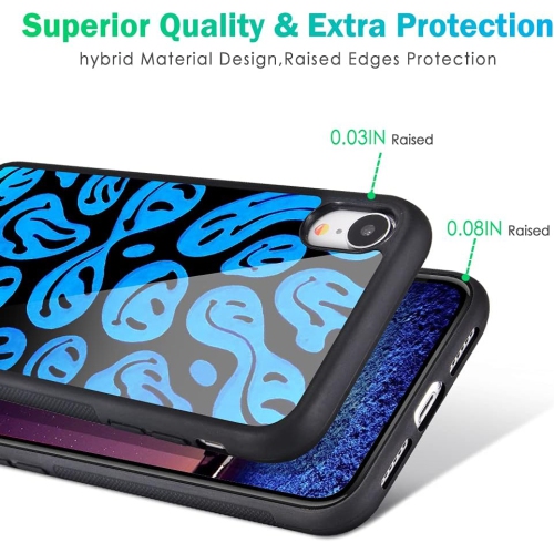 Pour iPhone 6/iPhone 6s Étui drôle de visage bleu, étui rigide arrière avec pare-chocs en TPUR souple pour filles femmes