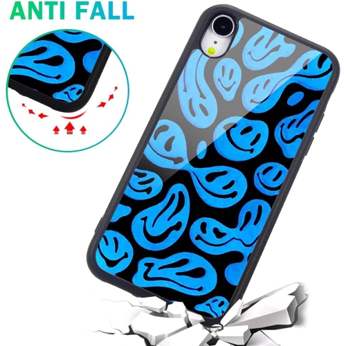 Pour iPhone 6/iPhone 6s Étui drôle de visage bleu, étui rigide arrière avec pare-chocs en TPUR souple pour filles femmes