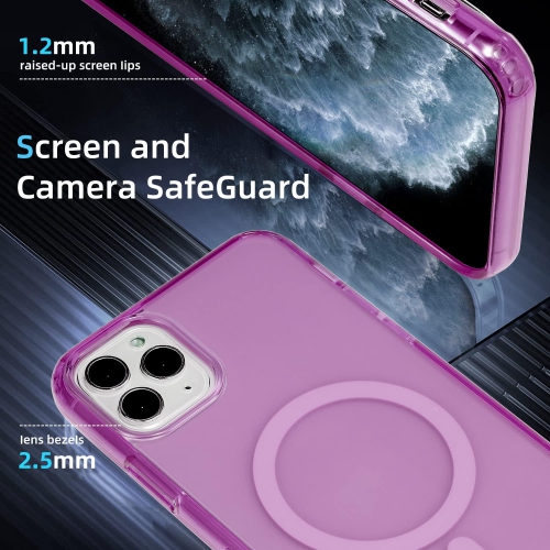 Étui de téléphone magnétique translucide pour iPhone 11 Pro Max avec MagSafe chargement sans fil jaune anti-Jaune