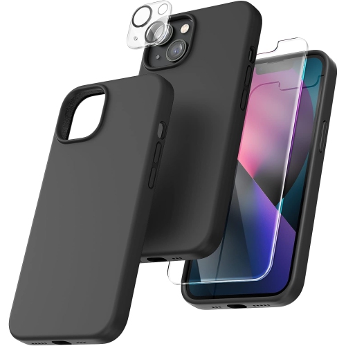 GENERIC  [5 In 1] for Iphone 13 Case, With 2 Pack Screen Protector + 2 Pack Camera Lens Protector, Slim Liquid Silicone