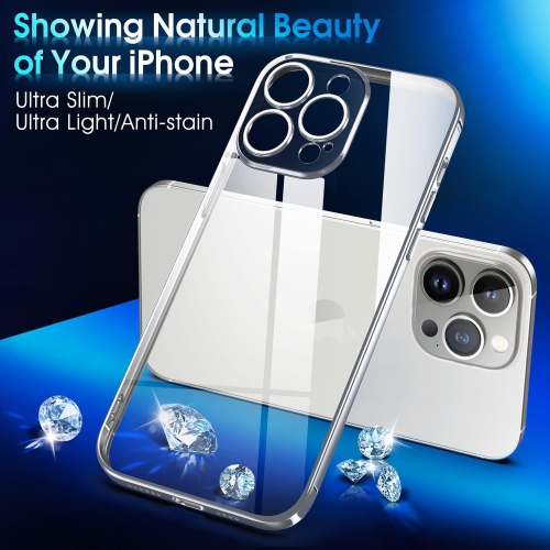 Étui transparent Crystal pour iPhone 14 Pro, [ne jaunit pas] [Protection de la caméra] [testé de qualité militaire contre les chutes]