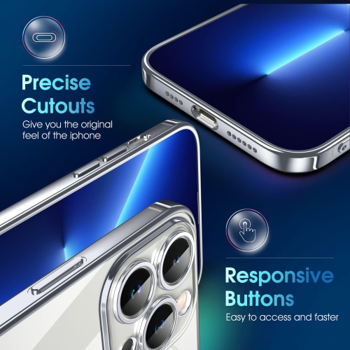 Étui transparent Crystal pour iPhone 14 Pro, [ne jaunit pas] [Protection de la caméra] [testé de qualité militaire contre les chutes]