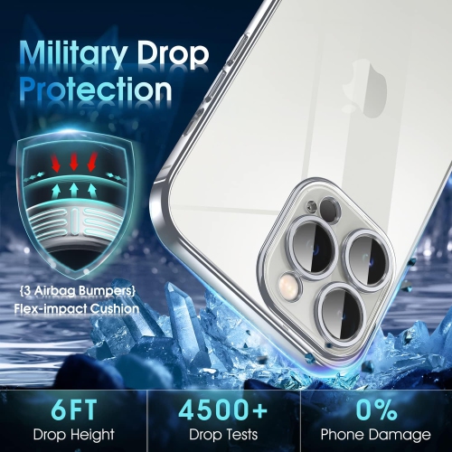 Étui transparent Crystal pour iPhone 14 Pro, [ne jaunit pas] [Protection de la caméra] [testé de qualité militaire contre les chutes]