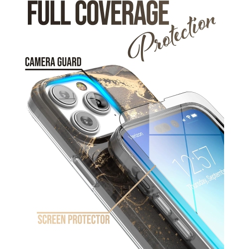 Finger Loop Case Designed for iPhone 14 PRO Case with Hand Strap Phone Holder and Screen Protector (Ring Gold