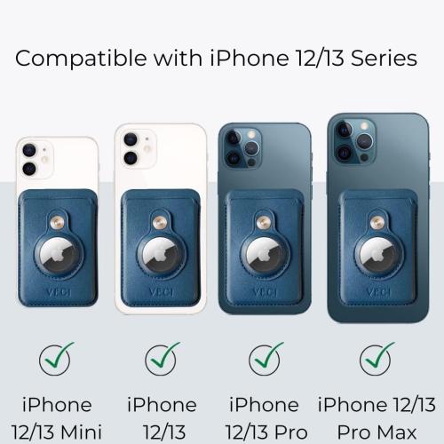 Portefeuille compatible MagSafe avec pochette AirTag - Étui portefeuille/carte compatible avec les appareils MagSafe - iPhone 12