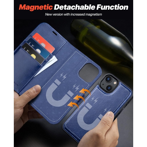 Compatible with iPhone 13 Wallet Case with Card Holders, Magnetic Detachable 2 in 1 Flip PU Leather Case Folio