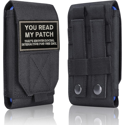 Black Tactical Molle Cellphone Pouch Case,Heavy Duty Waterproof Phone Holster Bag for iPhone 11 12 13 Pro Max