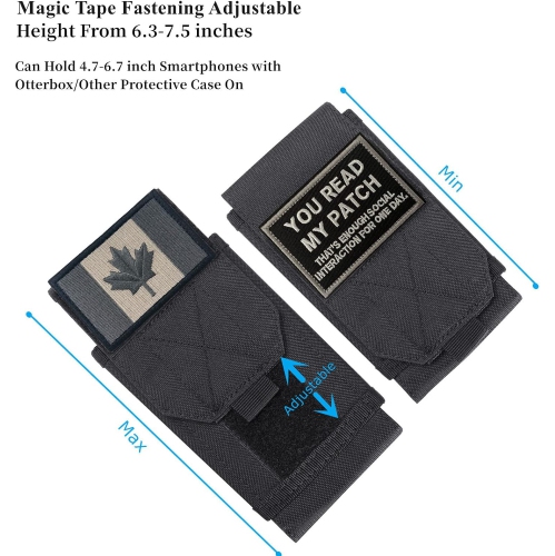 Black Tactical Molle Cellphone Pouch Case,Heavy Duty Waterproof Phone Holster Bag for iPhone 11 12 13 Pro Max