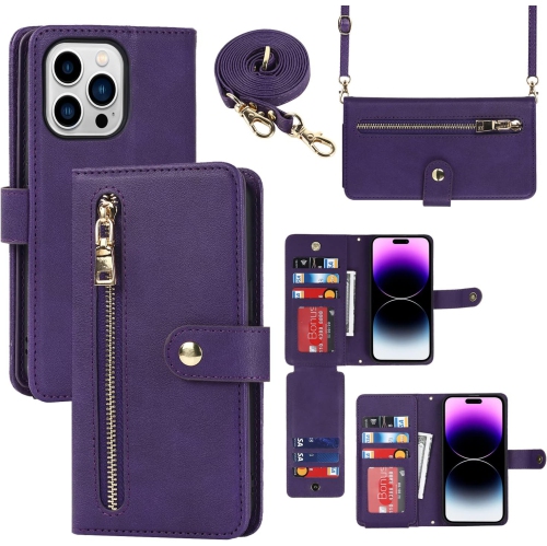 GENERIC  Etui Iphone 14 Pro Max Case Wallet With Card Holder, Iphone 14 Pro Max Phone Case for Women, Flip Crossbody Zipper