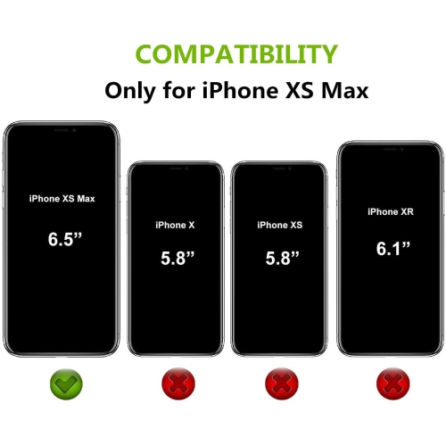 iPhone Xs Max Wallet Case with Card Holder, 2 in 1 PU Leather Case with Magnetic Clasp Zipper Pocket