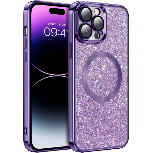 GENERIC  Iphone 14 Pro Max Case, Magnetic Phone Case Compatible With Magsafe Cute Glitter Sparkle Bling Camera Lens