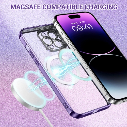 iPhone 14 Pro Max Case, Magnetic Phone Case Compatible with Magsafe Cute Glitter Sparkle Bling Camera Lens