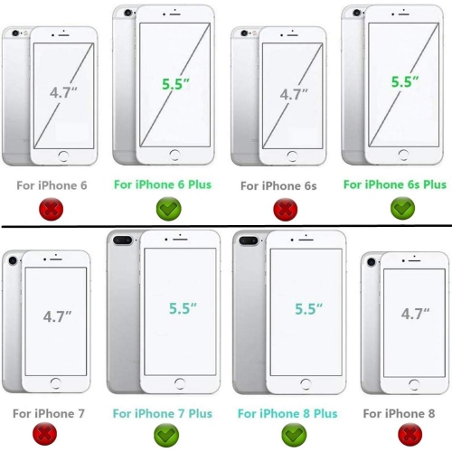 iPhone 8 Plus/7 Plus/6 Plus/6s Plus Wallet Case with Card Holder, 2 in 1 PU Leather Case with Magnetic Clasp