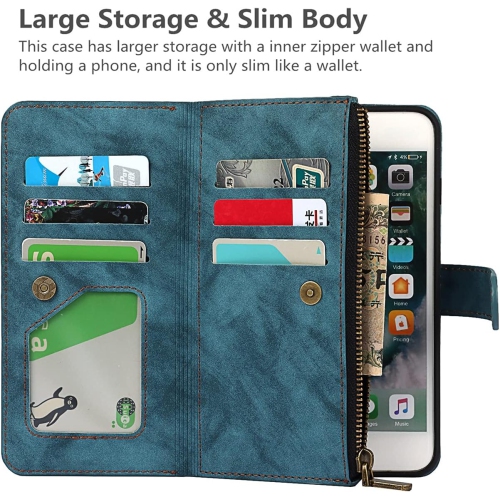 iPhone 8 Plus/7 Plus/6 Plus/6s Plus Wallet Case with Card Holder, 2 in 1 PU Leather Case with Magnetic Clasp