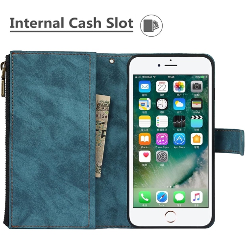 iPhone 8 Plus/7 Plus/6 Plus/6s Plus Wallet Case with Card Holder, 2 in 1 PU Leather Case with Magnetic Clasp