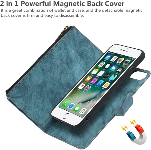 iPhone 8 Plus/7 Plus/6 Plus/6s Plus Wallet Case with Card Holder, 2 in 1 PU Leather Case with Magnetic Clasp