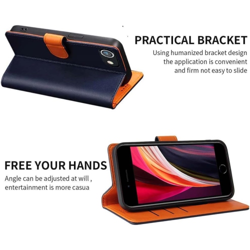 iPhone SE 2022 Case iPhone SE 2020 Case iPhone 8 Case iPhone 7 Case Genuine Leather Flip Anti-Theft RFID