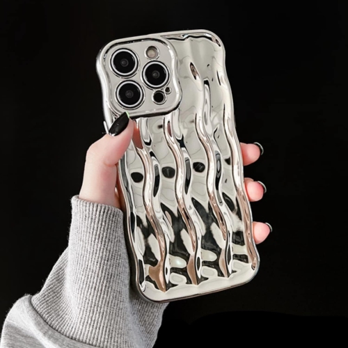 Water Ripple Pattern Curly Phone Case for iPhone 12 Pro Max 6.7 inch, Stylish Wave Frame Soft Case 3D Water