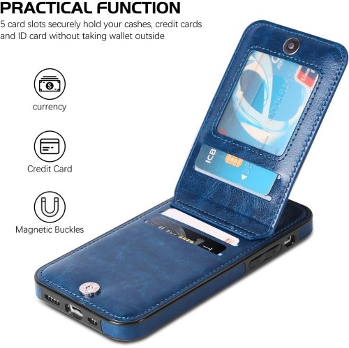 iPhone 12 Wallet Case, iPhone 12 Pro Case with Card Holder Slots PU Leather Kickstand Magnetic Lock Durable