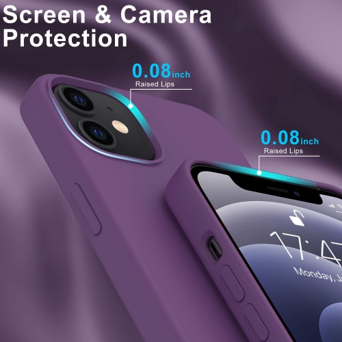 Étui iPhone 12 avec protecteur d'écran, contour en caoutchouc de silicone doux et soyeux pour iPhone 12 Pro