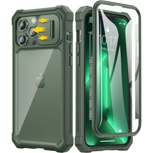 Pour étui iPhone 13 Pro Max avec protecteur de couvercle de caméra, étui iPhone 12 Pro Max avec protecteur d'écran robuste