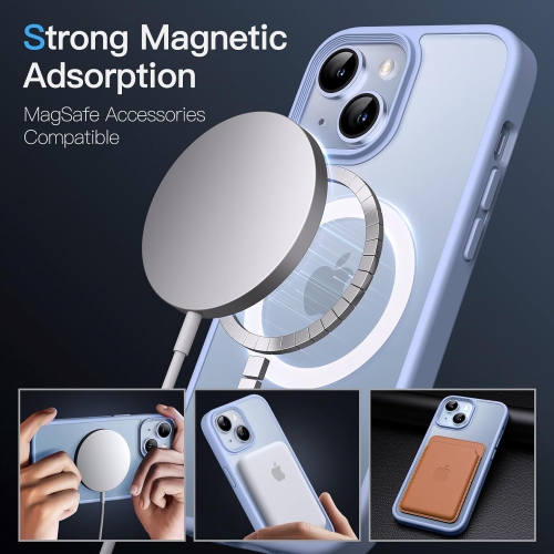 Magnetic Case for iPhone 14 Plus 6.7-Inch Compatible with MagSafe, Translucent Matte Back Slim Shockproof Phone